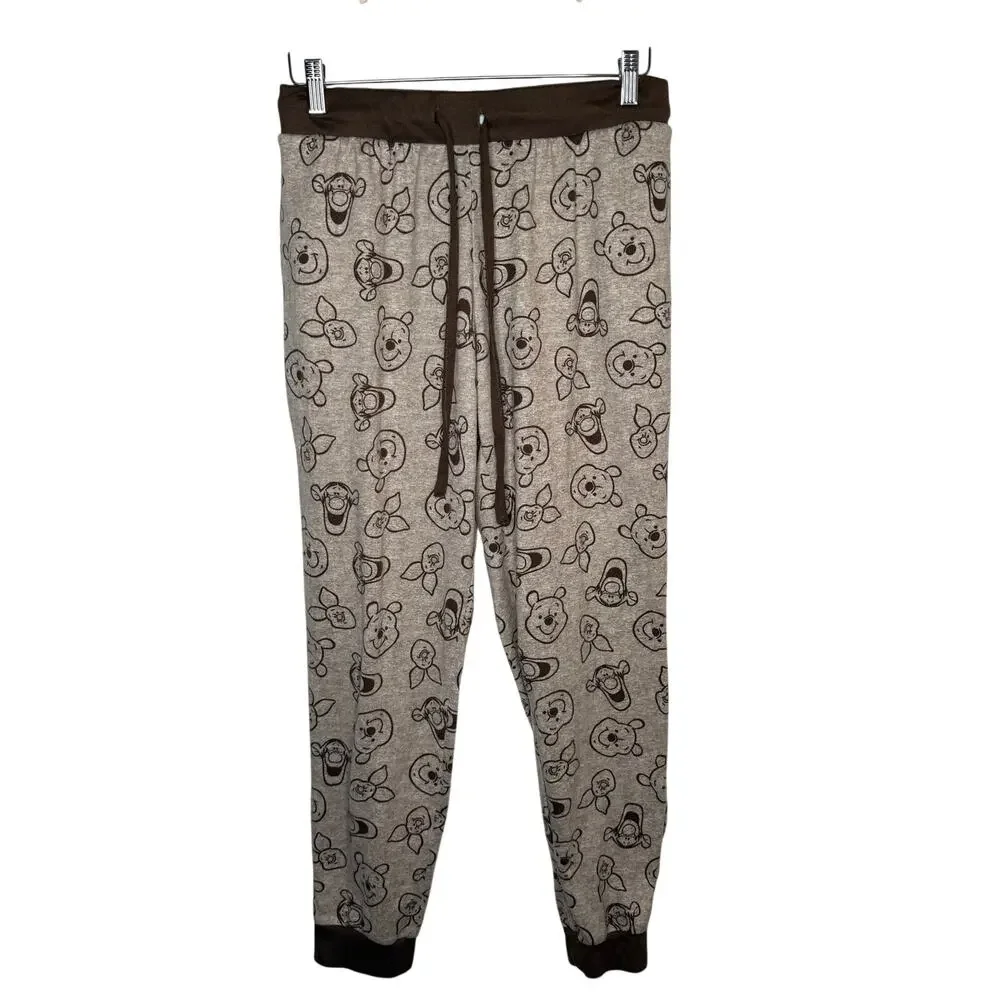 Disney Winnie The Pooh Pajama Jogger Pants Size M Brown Cozy Lounge Sleepwear - Picture 8 of 8